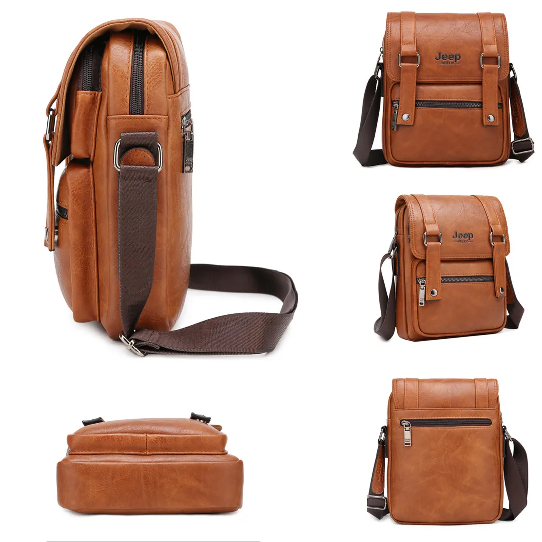 JEEP BULUO Brand Man\'s Crossbody Shoulder Bag Large Capacity Leather Travel Tote Men Multi-function Messenger Bags New Arrivals