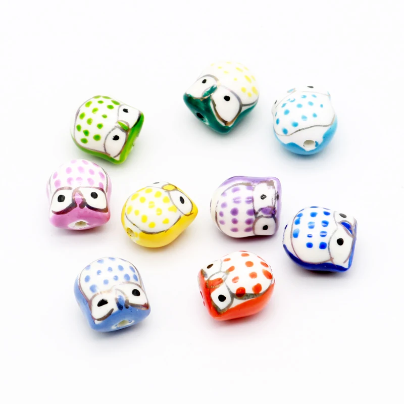 

Wholesale 50pcs/lot 16x14mm Owl Ceramic Beads Charms Porcelain Beads Fits Jewelry Making Handmade Craft DIY Beads Accessories