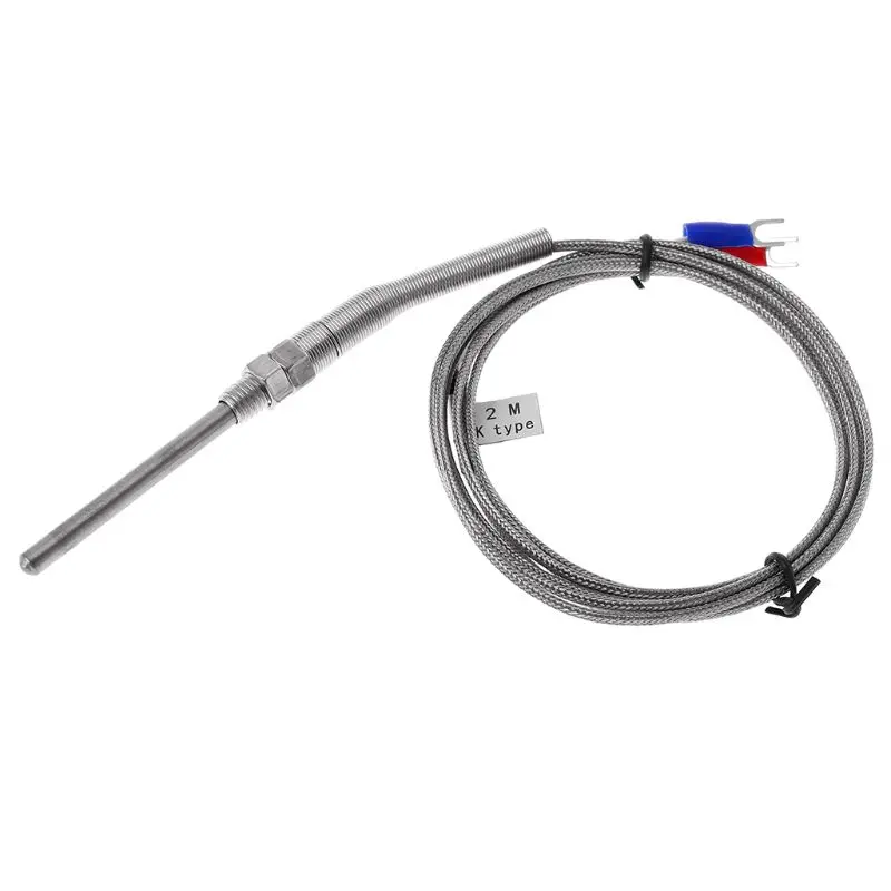 2m K Type Thermocouple Probe 50mm/100mm/150mm/200mm Stainless Steel Thermocouple 0-400℃ Temperature Sensor