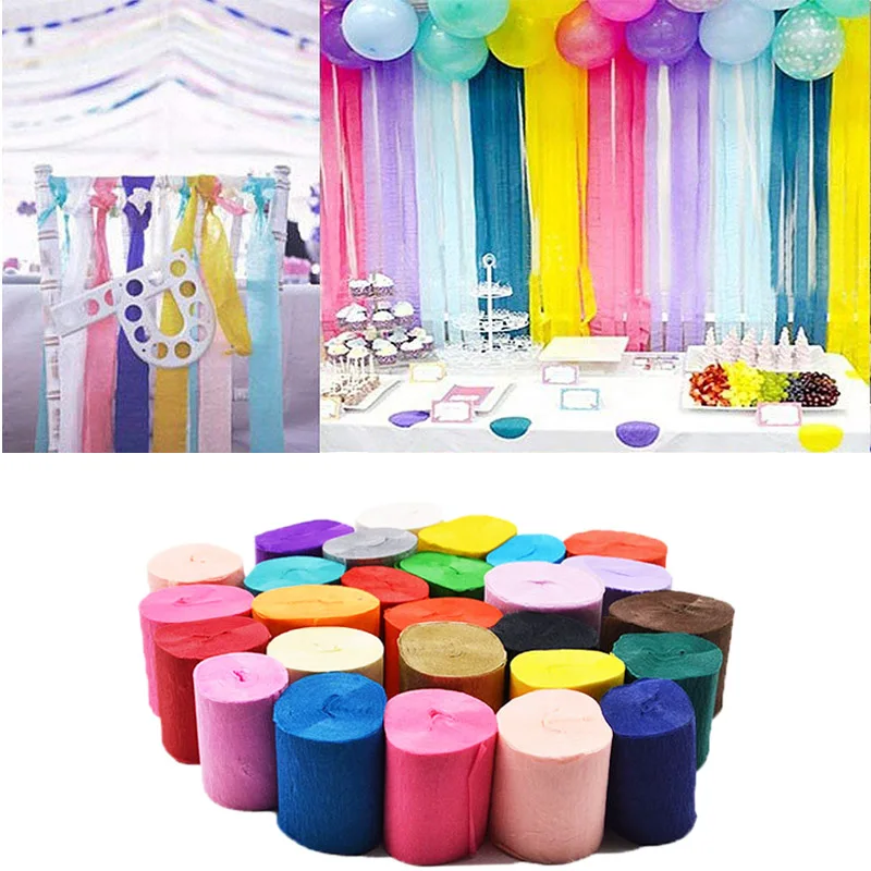 32ft 10m serpentyny z krepiny papierowej DIY girlanda papierowa fotografia tła na ślub urodziny przyjęcie Baby Shower dekoracja miejsca
