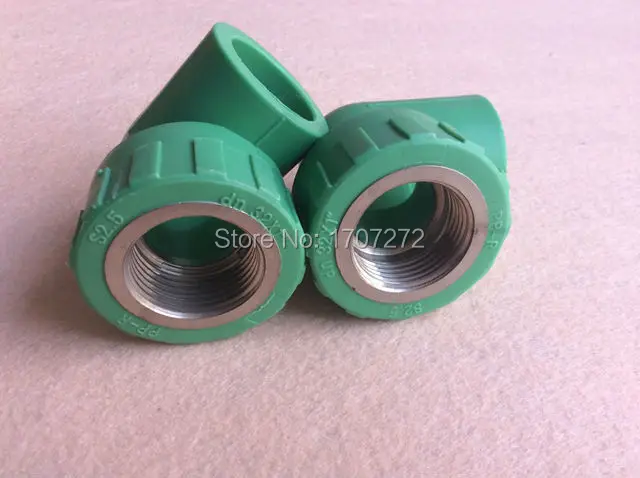 شحن مجاني (2 قطعة/الوحدة) اللون الأخضر 32X1 "PPR أنثى الكوع الموضوع أنابيب المياه المناسب لأنابيب المياه