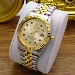 Fashion REGINALD Brand Woman Man Lovers Full Golden Luxury Steel Lady Watch Date Crystal Styles Women's Dress Clock Water Proof