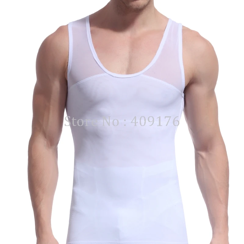 Men Slimming Boob Shaper Compression Gynecomastia Tops Waist Trainer Vest