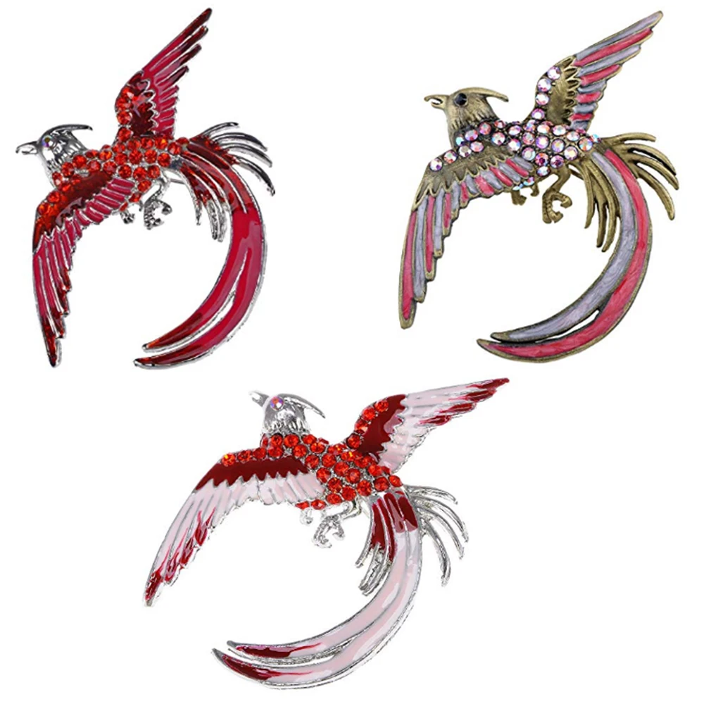 Vintage rhinestone Peacock Bird Brooch Pins Women's Elegant Charm Colorful enamel Phoenix Bird  Breastpin for Wedding