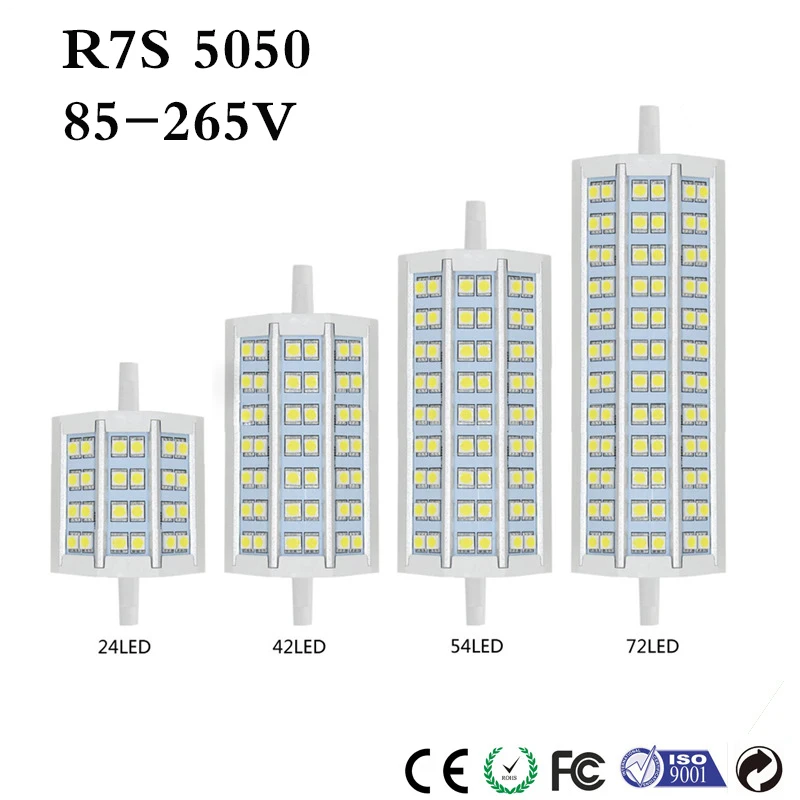 

1x Brand Dimmable R7S LED Lamp 5050 smd 78mm/118mm/138mm/189mm 85-265V Corn bulb Spotlight replace halogen floodlight LED Light