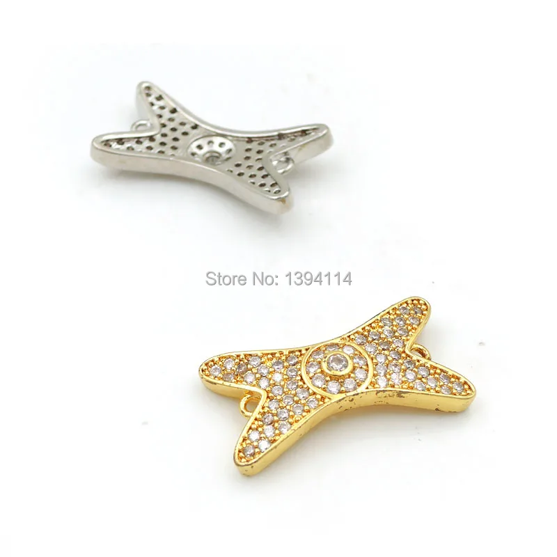 23*12*3mm Micro Pave Clear CZ Bowknot Connector With Round Chakra Fit For Women As DIY Bracelets Accessory