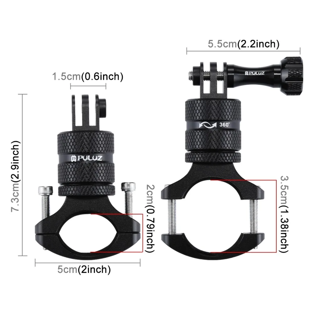 دراجة هوائية دوارة 360 درجة من بولوز محول مقود الدراجة من سبائك الألومنيوم متوافق مع GoPro HERO10 9 8 أسود/شياويى/DJI OSMO Action