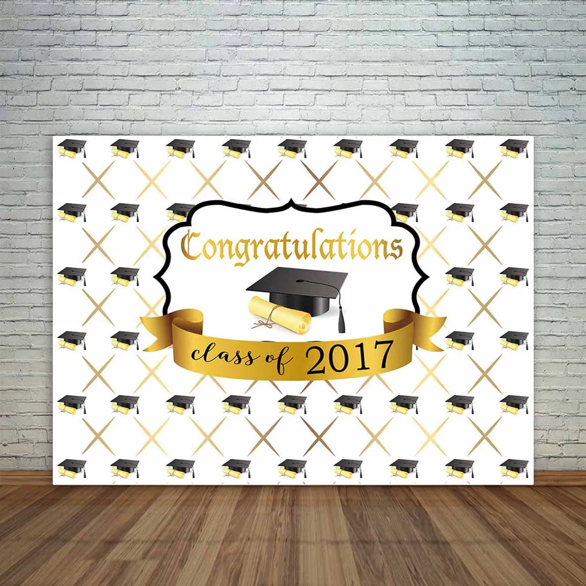 Allenjoy background photography congratulation graduation cap diploma golden ribbon celebration step repeat Backdrop photocall