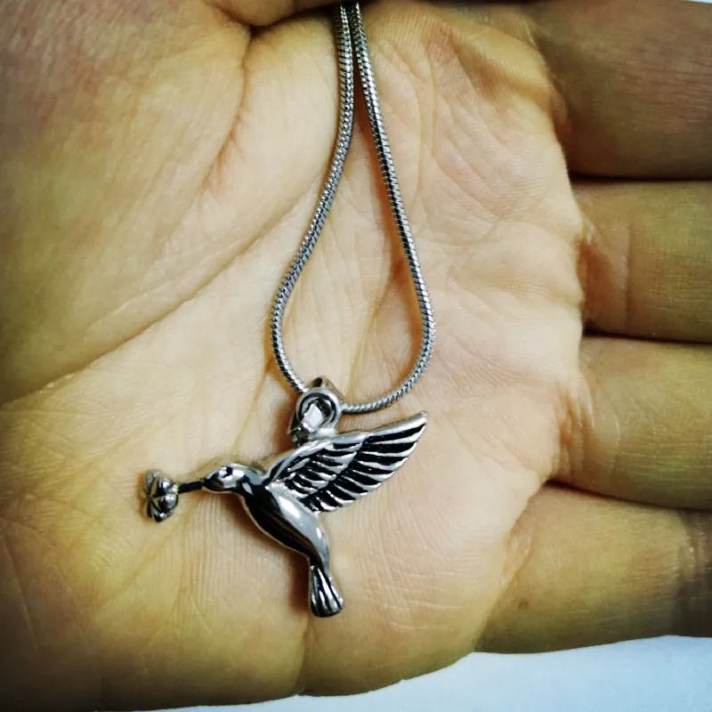 

IJD2473 нержавеющая сталь птица кремация ювелирные изделия Колибри урна ожерелье для праха памятный Сувенир Кулон + заполняющие наборы