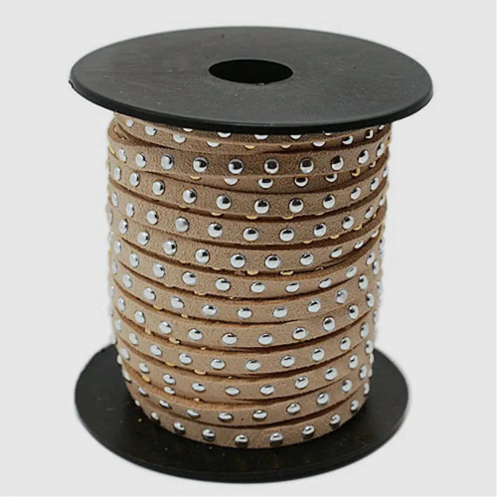 4.5x2mm Silver Aluminum Studded Korea Faux Suede Cord Jewelry Findings about 20yards/roll,15 Colors