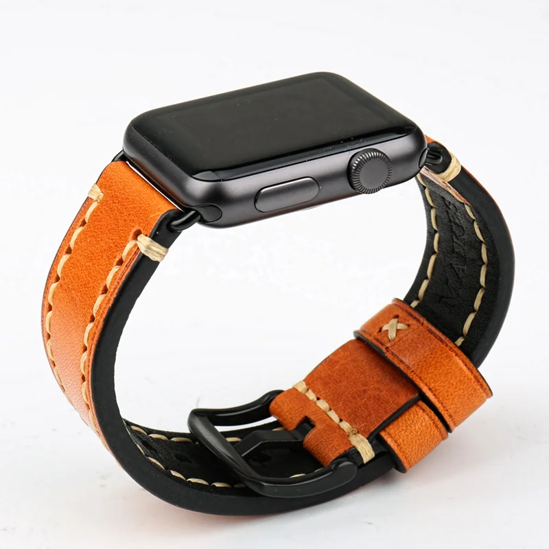 MAIKES Leather Watch Strap For Apple Watch Band 45mm 41mm 42mm 38mm 44mm 40mm Series 7 6 5 SE 4 iWatch Bracelet watchband