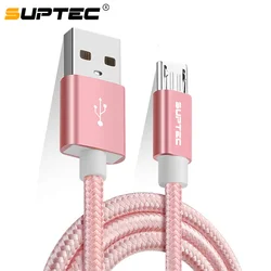 SUPTEC Fast Charging Micro USB Cable 1M 2M 3M Nylon Braided Snyc Data Cord for Android Xiaomi Samsung Sony Mobile Phone Charger