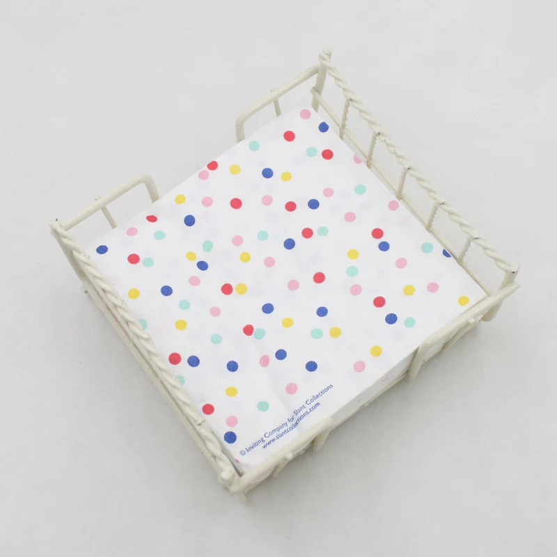 [RainLoong] 3-Plys Beverage Paper Napkin Colorful Dot Tissue Serviettes Decoupage Cocktail For Party Decoration 25*25cm