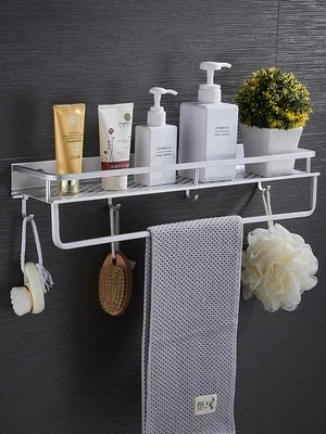 Punch-Free Bathroom Shelf Wall-Mounted Toilet Storage Shelf Bathroom Single-Layer Wash-Top Mirror Front Frame