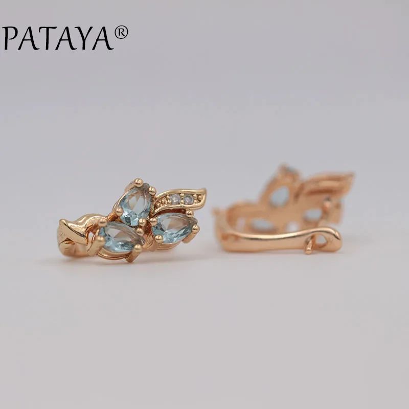 PATAYA Romantic Butterfly CZ Dangle Earrings 585 Rose Gold Color Natural Cubic Zirconia Jewelry Women Bohemian Drop Earring
