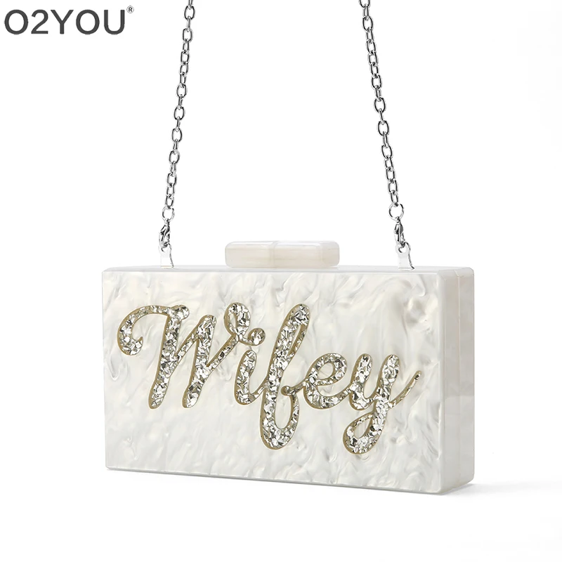 Wifey Name Women Acrylic Shell Messenger Shoulder Bag Bust Bag Crossbody Bag Money Phone Travel Wedding Party Purse drop ship