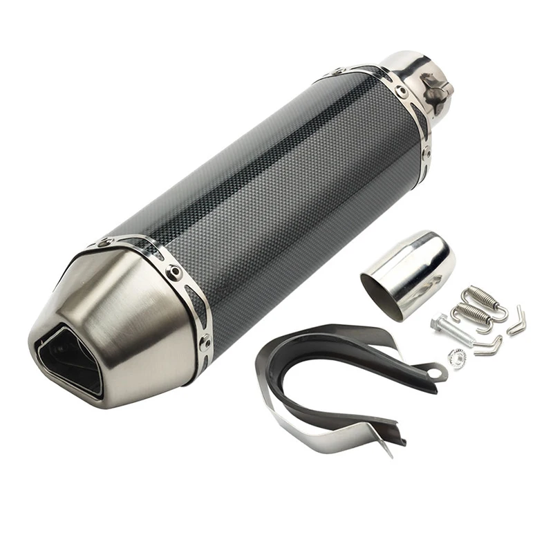 

365mm Universal Motorcycle Silencer Silp On 38-51mm Exhaust Muffler Tip Pipe With Removable DB Killer