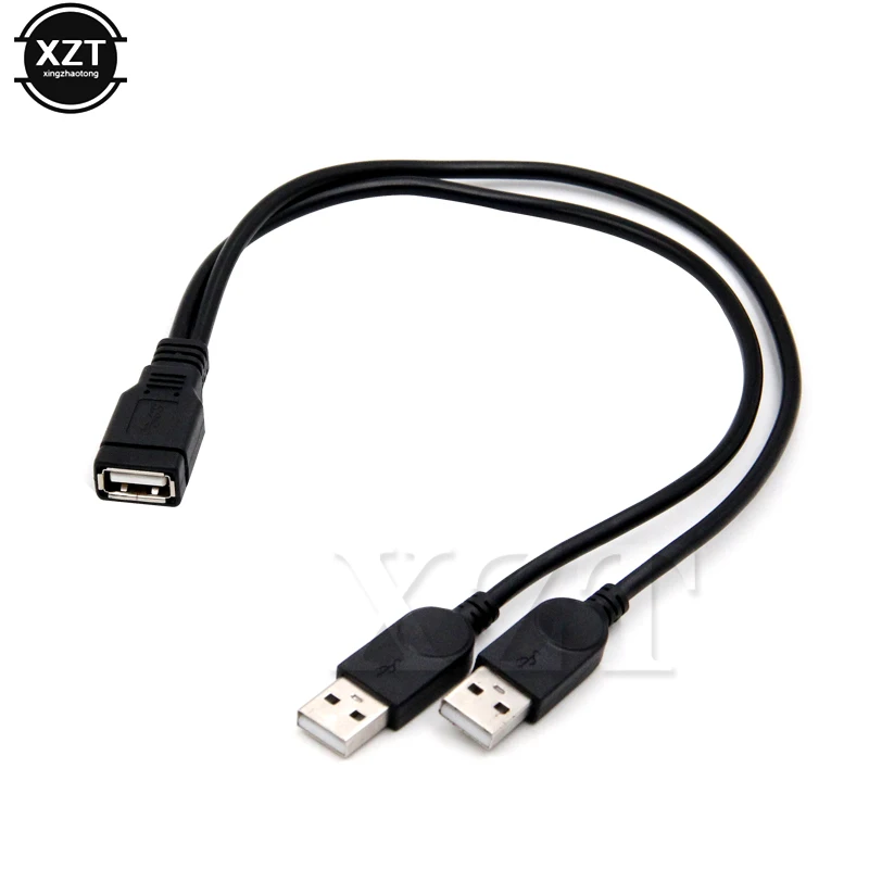 وصلة USB 2.0 ذكر إلى USB أنثى 2 مزدوج مصدر طاقة USB أنثى الخائن تمديد كابل HUB تهمة للطابعات