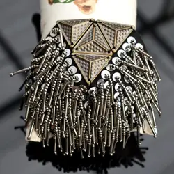 Handmade epaulette jewelery tassel big shoulder brooch epaulet , epaulettes spikes/escapulario blazer accessories/pin