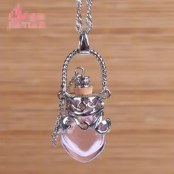 New Arrival Wholesale Empty Cremation Urn Pendant Crystal Perfume Bottles Necklace pendant Glass Bottle Necklaces