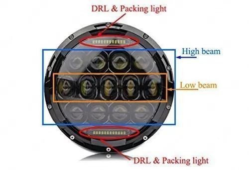 High quality 7 inch LED Headlight 75W 7'' Headllamp black housing for jeep Wrangler cars