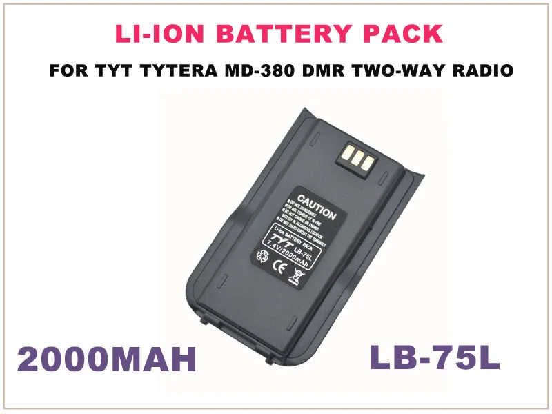 

TYT Tytera LB-75L 2000mAh Li-ion Battery Pack for TYT Tytera MD-380 DMR Digital Portable Two-way Radio MD-380