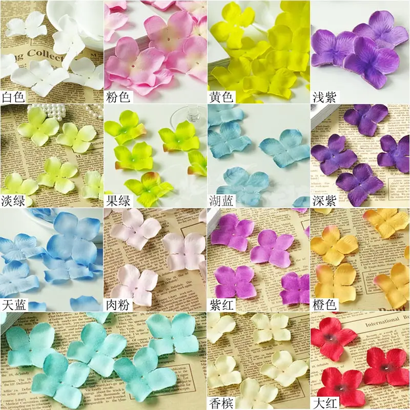 

17colors 1000pcs/lot Wedding Decorations Fashion Atificial Flowers Wholesale silk Wedding Rose hydrangea Petals