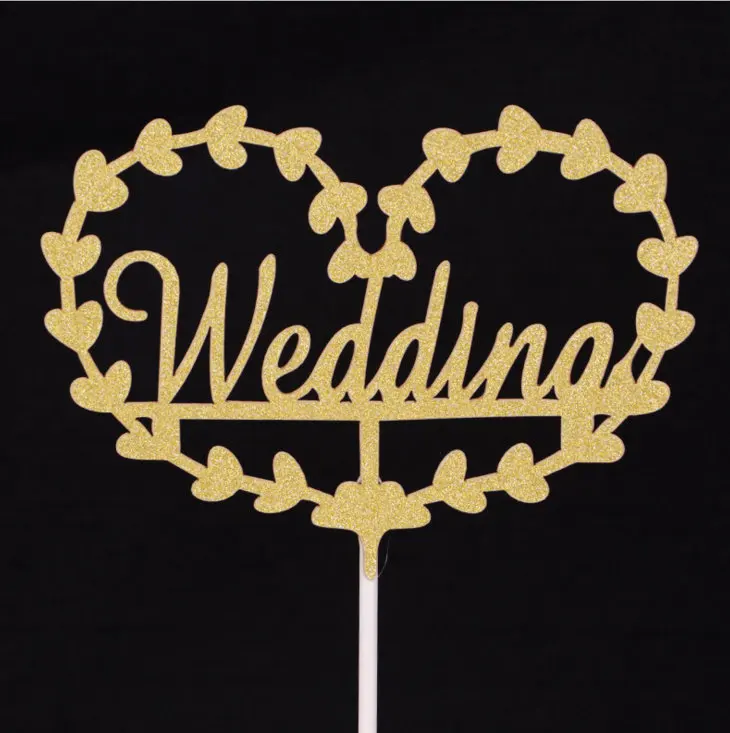 1pcs Gold Silver Cake Topper Happy Birthday Flags For Family Birthday Party Wedding Anniversary Cake Baking Decoration Supplies