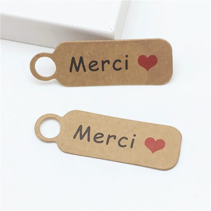 100 pcs 4.5x1.5cm Mini cute little hanging card DIY retro kraft paper label wedding notes card gift/cake/flower price label