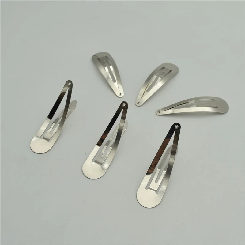 

100pcs 7cm High quality elliptical shape Silver Non Slip Snap Clips Slides Hair Bows,