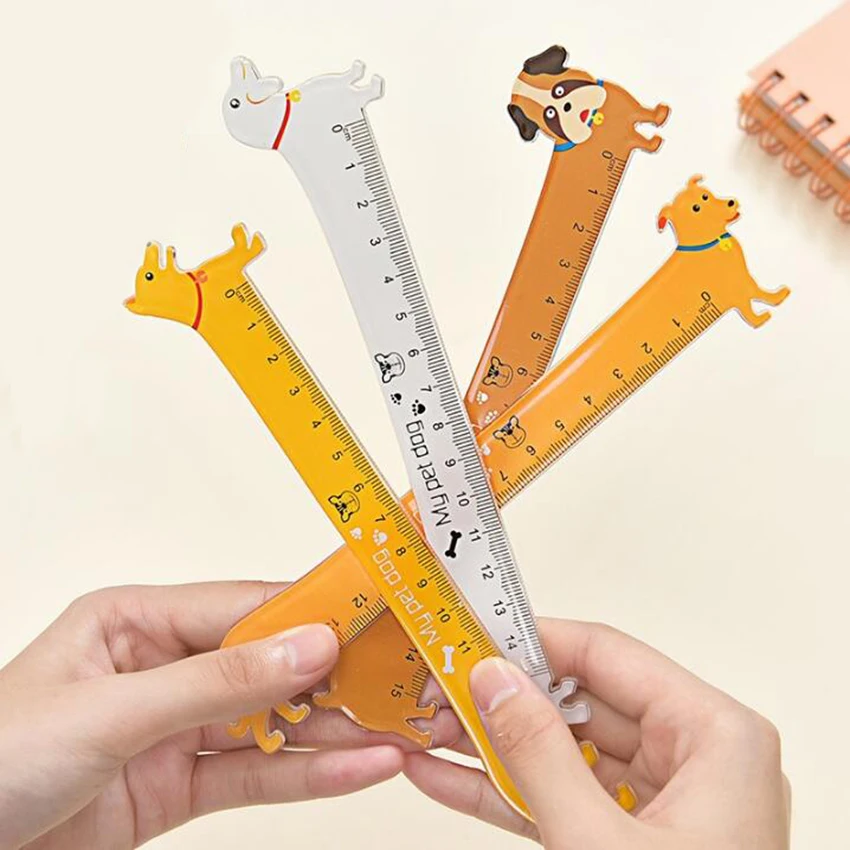 1pc Kawaii Long Dog design 15cm plastic straight ruler cute students\' DIY tools prize Good quality Global Wholesale