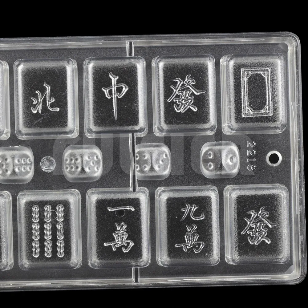 Pastry tools polycarbonate chocolate mold  , Chinese Style Table casual games Mahjong with Dice shaped making chocolate moulds