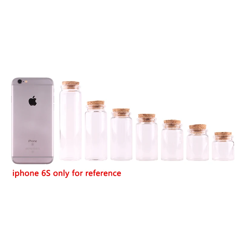 24pcs Dia 37mm 20ml/30ml/40ml/50ml/60ml/90ml Transparent Glass Spice Wishing Bottles Jars with Cork Stopper Wedding Favour Gift