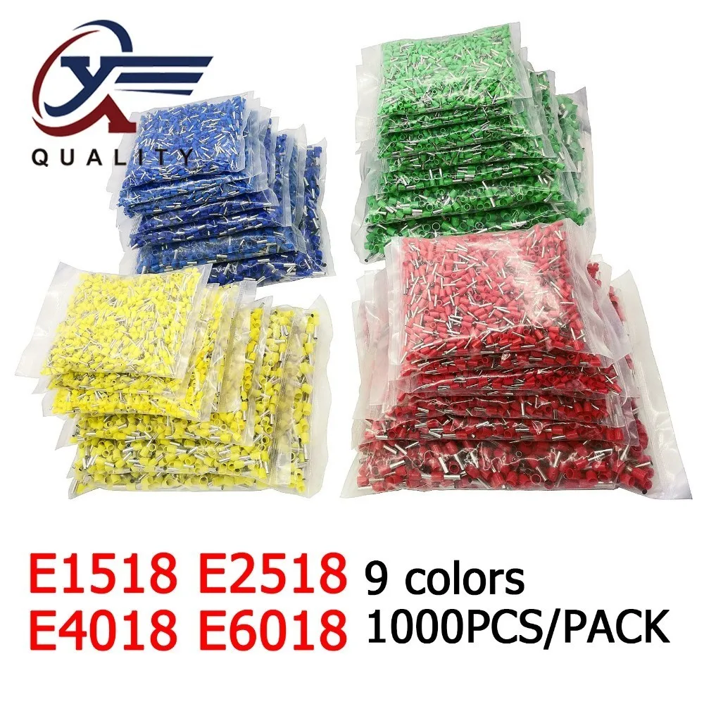 

1000pcs/Pack E1518 E2518 E4018 E6018 Insulated Ferrules Terminal Block Cord End Wire Connector Electrical Crimp Terminator