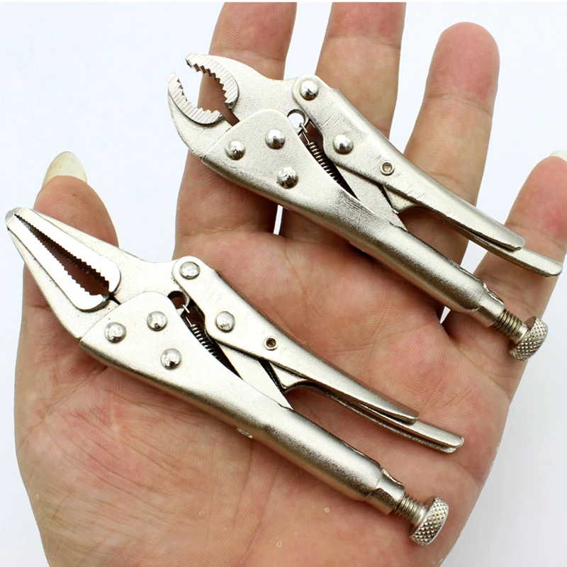 Conjunto Mini Vice Grip Estilo Alicate de Bloqueio Nariz Longo e Curva Mandíbula Braçadeira de Economia de Trabalho Ferramenta de Braçadeira de Soldagem Peças