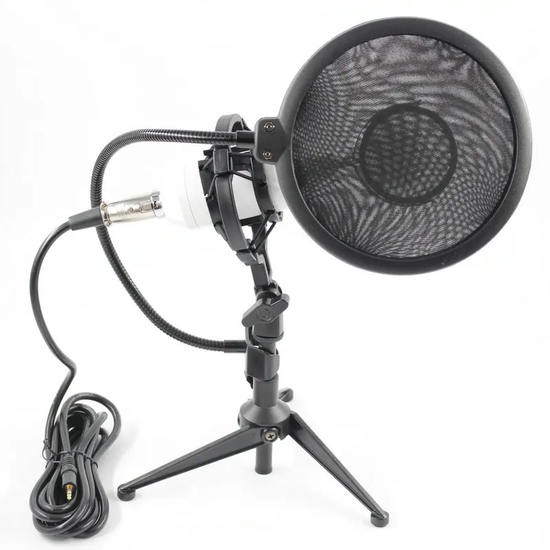 Conjunto completo profissional de refeições bm 8000 microfone condensador + 48v de energia fantasma + suporte de mesa microfone de estúdio de gravação