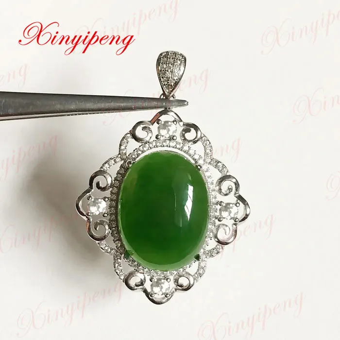 

925 silver with 100% natural Jasper pendant Spinach is green Simple and easy Fine jewelry