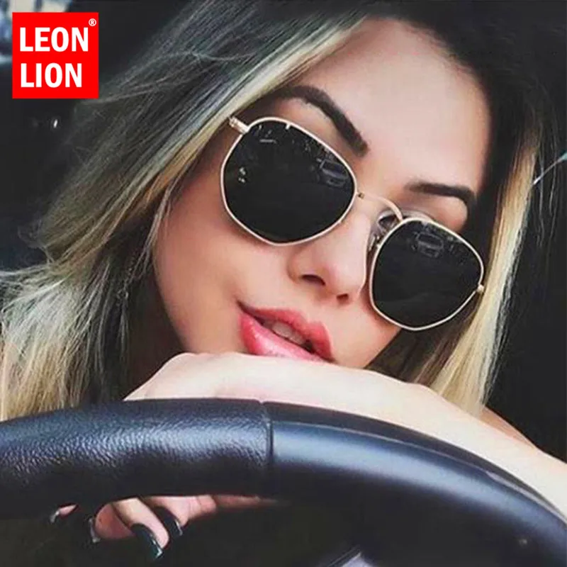 LeonLion 2023 Polygonal Sunglasses Women Glasses Lady Luxury Retro Metal Sun Glasses Vintage Mirror Oculos De Sol Feminino UV400