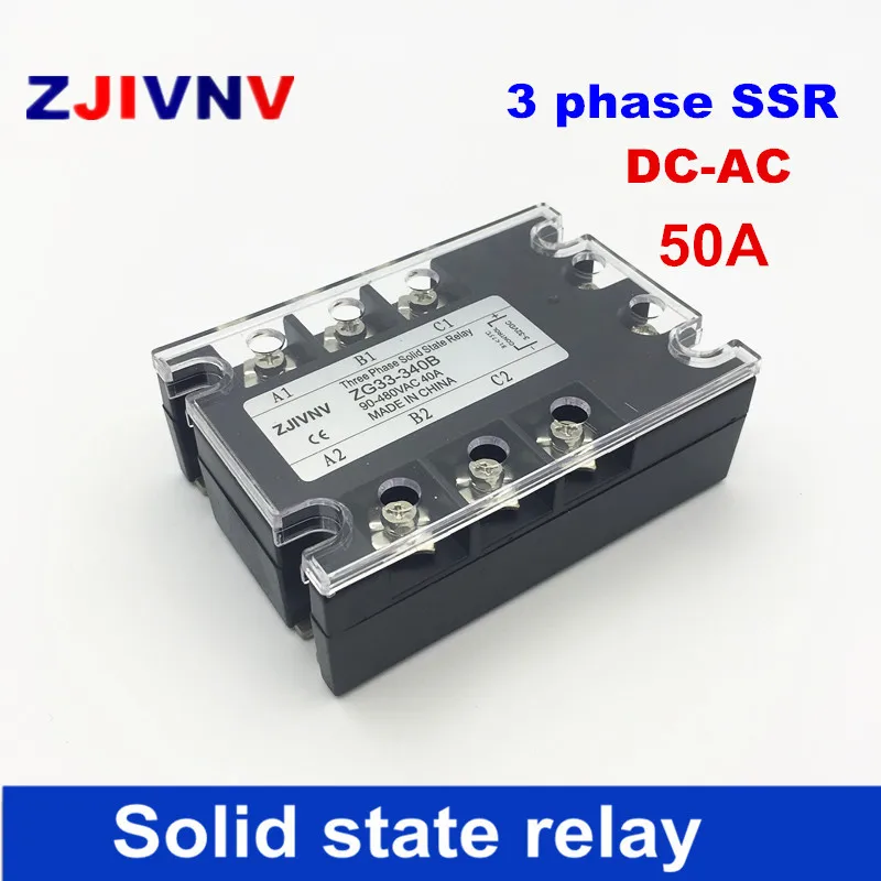 

High quality 50A 3-phase SSR solid state relays DC-AC general purpose relays three-phase solid state relay 50A