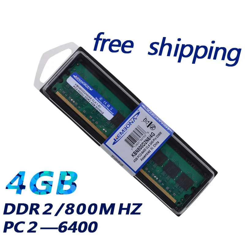 KEMBONA Miễn Phí Vận Chuyển Giá Rẻ Nhất Chất Lượng Máy Tính Để Bàn PC DDR2 4Gb 800Mhz PC2-6400 32Chip Chỉ Làm Việc cho A-M-D MB