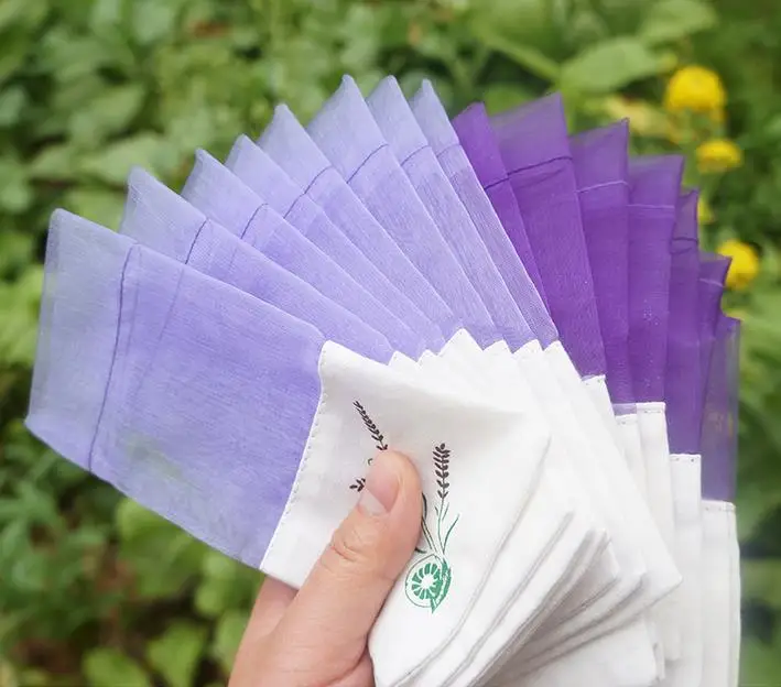 100pcs/lot Purple Cotton Organza Lavender Sachets DIY Dried Flower Sweet Bursa Wardrobe Mouldproof Fume Gift Bag