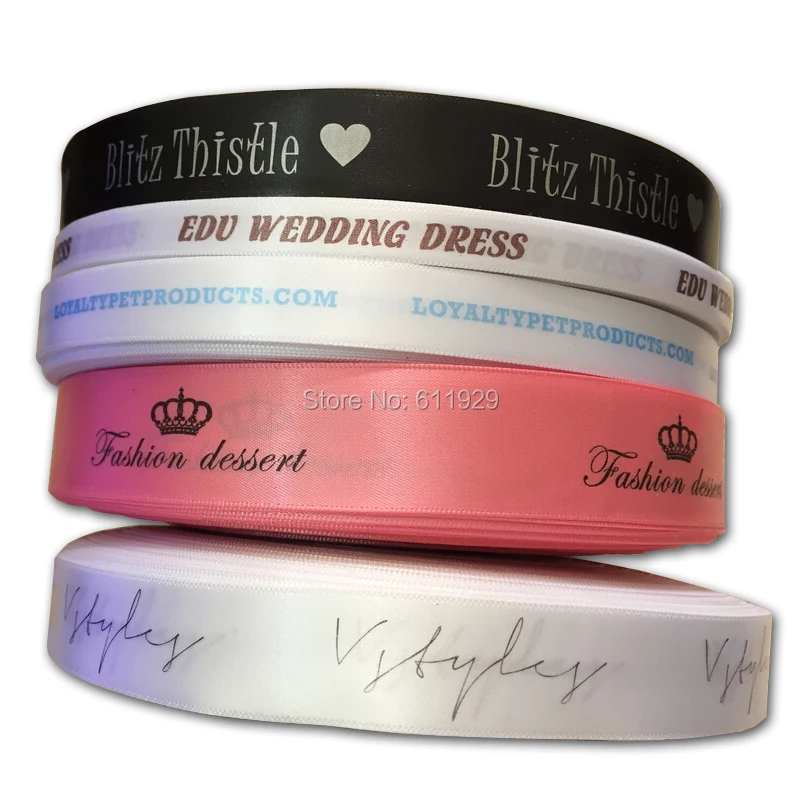 Customized Silk Satin Ribbon Tape Printing, Garment Collar Label, Hair Bund's Ribbon Tape, Printed Tags, Free Shipping