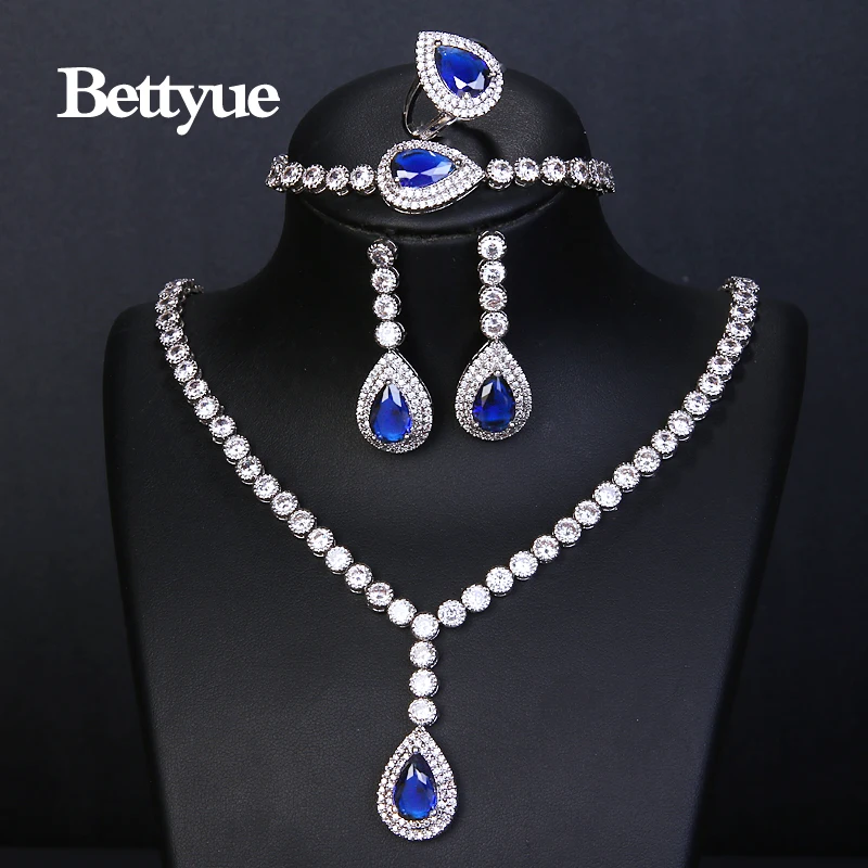Bettyue Brand Fashion Elegance Europe And America Style Multicolor Zircon White Gold Color Jewelry Sets For Woman Wedding Gifts