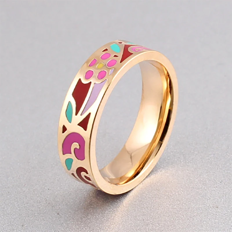 Popular Fine Jewelry Stainless Steel Geometric Design Rings for Women Flower Ring Jewelry Photos design