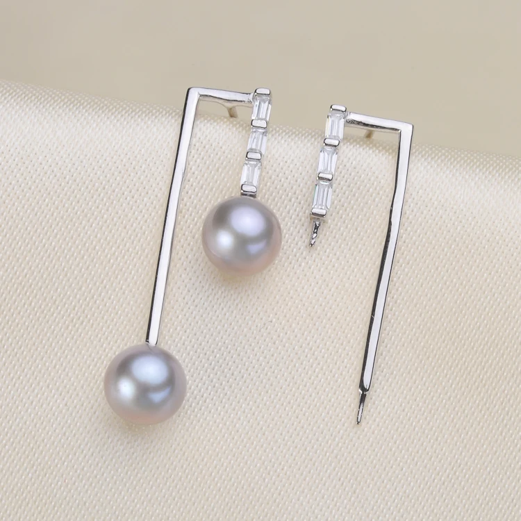 

3Pairs/Lot Elegant Double Pearl Beads Earrings Settings S925 Sterling Silver Earrings Findings Women DIY Earrings Components