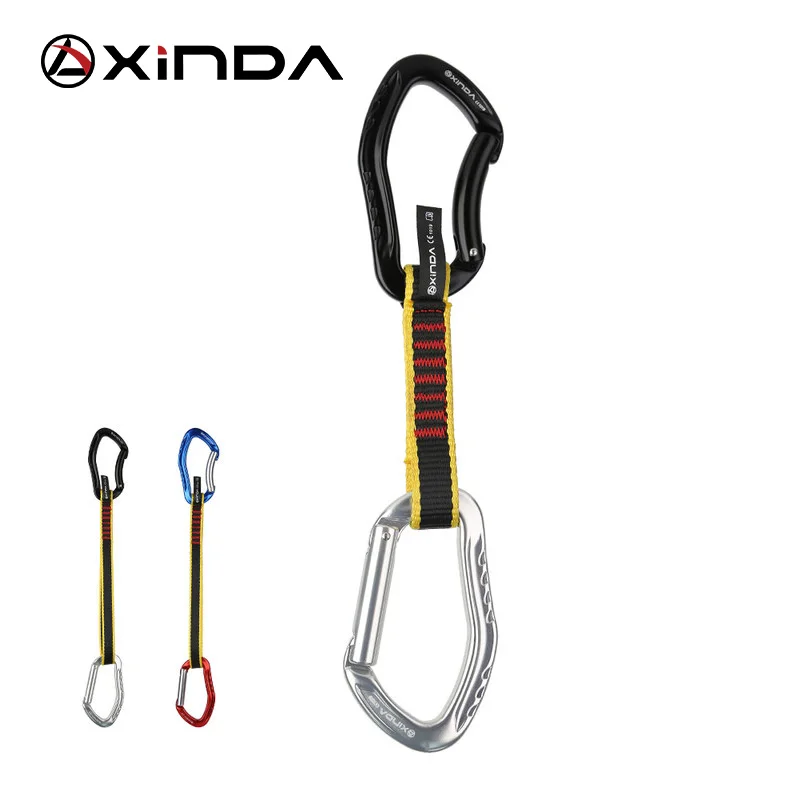 XINDA Profession Rock Climbing Quickdraw Sling Safety Lock Extenders Straight Bent Carabiner Mountaineer Outdoor Protect Kits