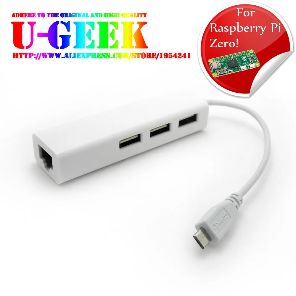 OTG 3 puertos Micro USB Hub 10/100MB RJ45 usb LAN adaptador para Android Mac Raspberry Pi Zero