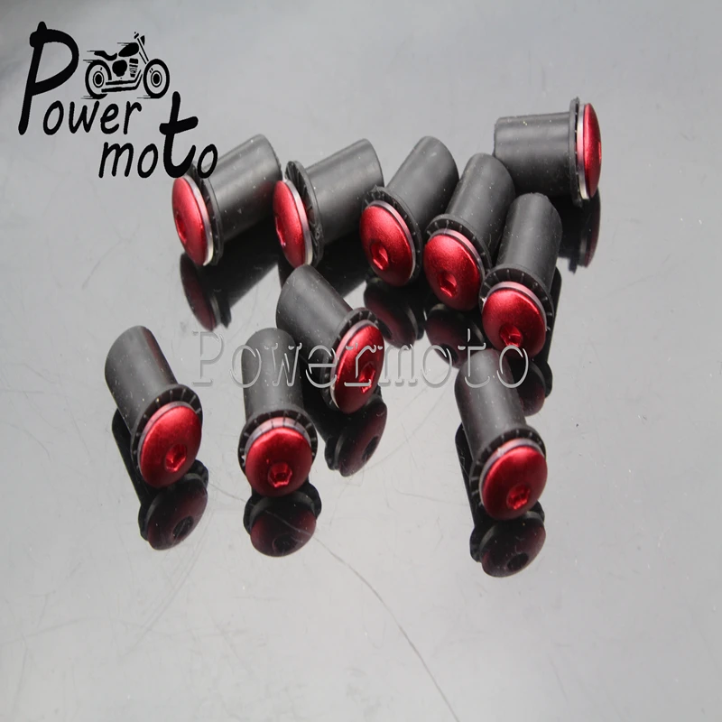 Red Motorcycle 10PCS M5 Windshield Bolt Screws Wind Screen Nut Fastener Fairing Kits For Honda CBR1000 CBR600 Yamaha YZF FZ FZR