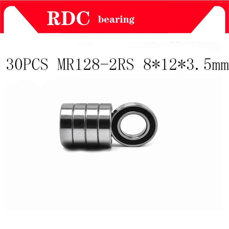 

30PCS ABEC-5 MR128-2RS MR128 2RS MR128 RS MR128RS 8x12x3.5 mm rubber seal cover miniature High quality deep groove ball bearing