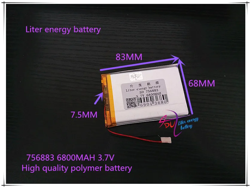 3.7V 6800mAh 756883 polymer lithium ion / Li-ion battery for power bank;mobile bank; tablet pc,e-book